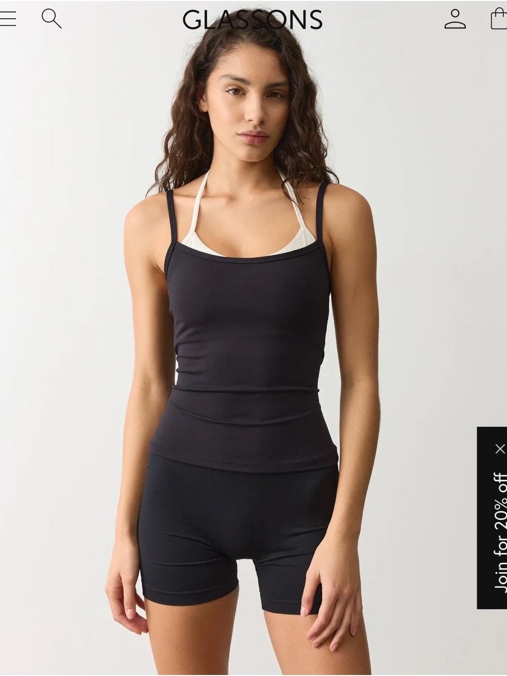 Glassons Black Slim Tank with White Strap Accent